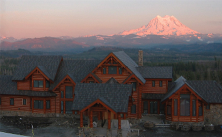 Large log home with mountain