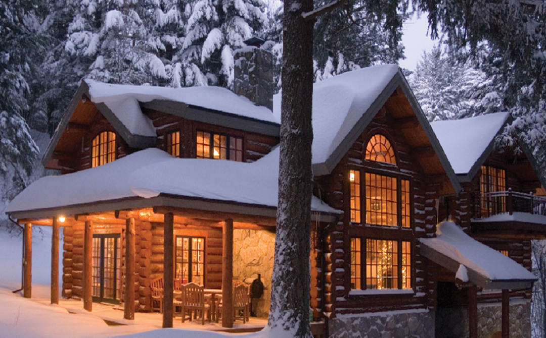 Snowy Log House